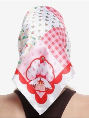 Strawberry Shortcake Floral and Checkered Hair Scarf- New